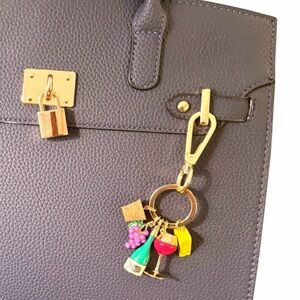 True to Form Wine Lover Handbag Charm Keychain NIB Wine, Cheese Bottle Bag Charm